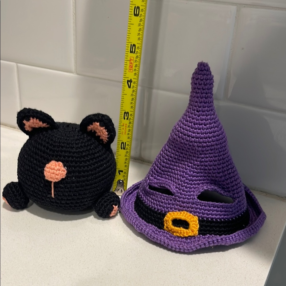 Handcrafted Cat Gmone with Witch Hat Halloween Holiday Decor Amigurui Crochet - Picture 10 of 12